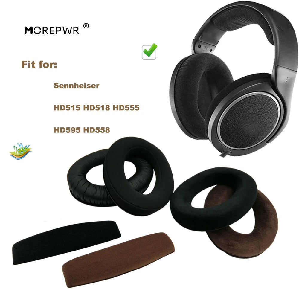 Replacement Ear Pads for Sennheiser HD 515 518 555 595 558 Headset Parts Leather Cushion Velvet Earmuff Earphone Sleeve Cover