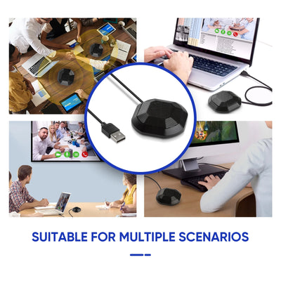 USB Conference Microphone 360 Omnidirectional Condenser Computer PC Mic with Touch Mute Plug &Play Compatible with Windows MacOS