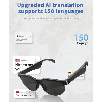 Ai Translation Smart Bluetooth Glasses Xg88Pro Connect To a Wireless Bluetooth Headset For Real-Time Multi-Language Translation