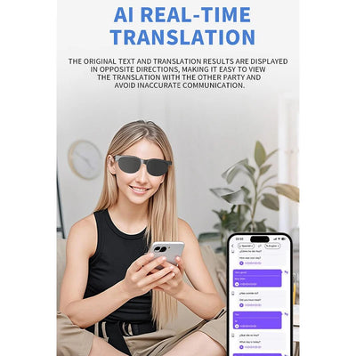 Ai Translation Smart Bluetooth Glasses Xg88Pro Connect To a Wireless Bluetooth Headset For Real-Time Multi-Language Translation