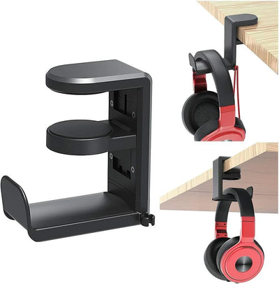 No Punch Table Clip Hook Headphone Holder 360 Degree Rotating Headphone Holder Storage Hanging Cloth Coat Keys Towel Organizer