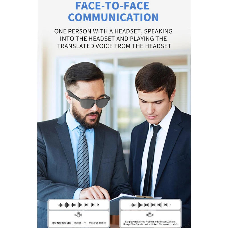 Ai Translation Smart Bluetooth Glasses Xg88Pro Connect To a Wireless Bluetooth Headset For Real-Time Multi-Language Translation