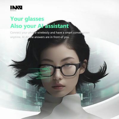 INMO Go Smart AR Glasses Wireless Ultra Light AI Assistant Glasses for Music/Call/Translator/Prompter/Navigation/Bluetooth Audio