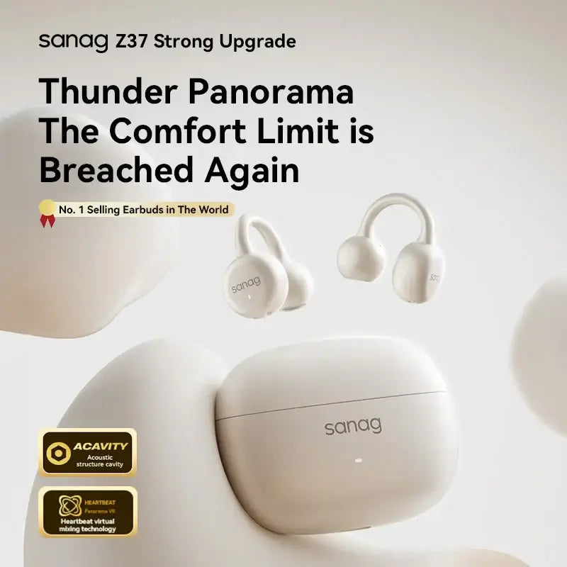 Sanag Z37 Ear Clip Earphones Bluetooth 5.4 Air Conduction Open Ear Earbud Wireless Bluetooth Headphones 3.3g IPX4 40H Playback