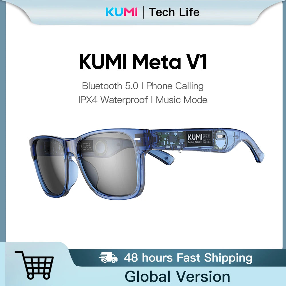 New KUMI Meta V1 Smart Glasses IPX4 Waterproof Break Audio-visual Imagination Create Bluetooth glasses Bluetooth 5.0 Phone Call