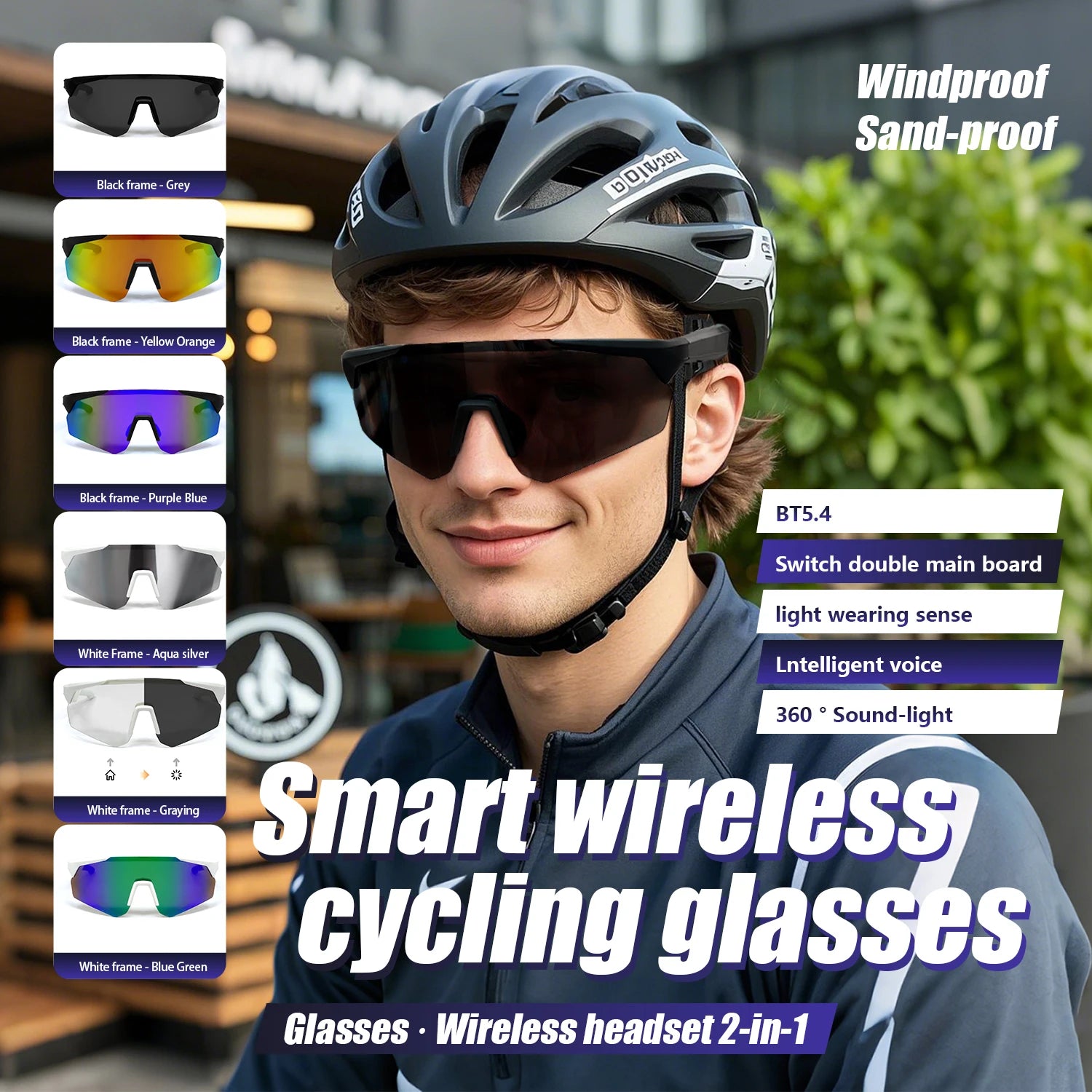 Smart Glasses Anti-blue Light UV Protection UV400 Voice Intelligent BT5.4 Lightweight Hands-Free Calling Music Play Headphones