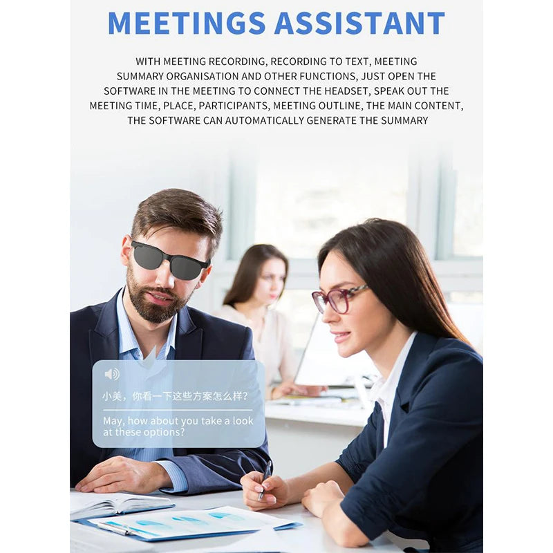 Ai Translation Smart Bluetooth Glasses Xg88Pro Connect To a Wireless Bluetooth Headset For Real-Time Multi-Language Translation