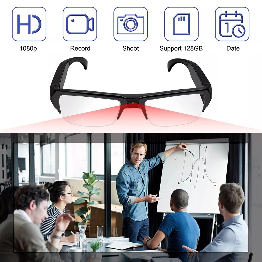 Intelligent Video Glasses, Equipped with Ultra-High Definition 4K Mini Camera, Capable of Recording Videos and Playing Music